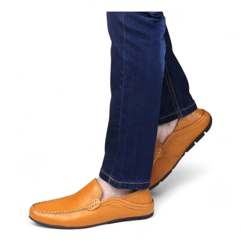 Mocassin Homme En Cuir Camel