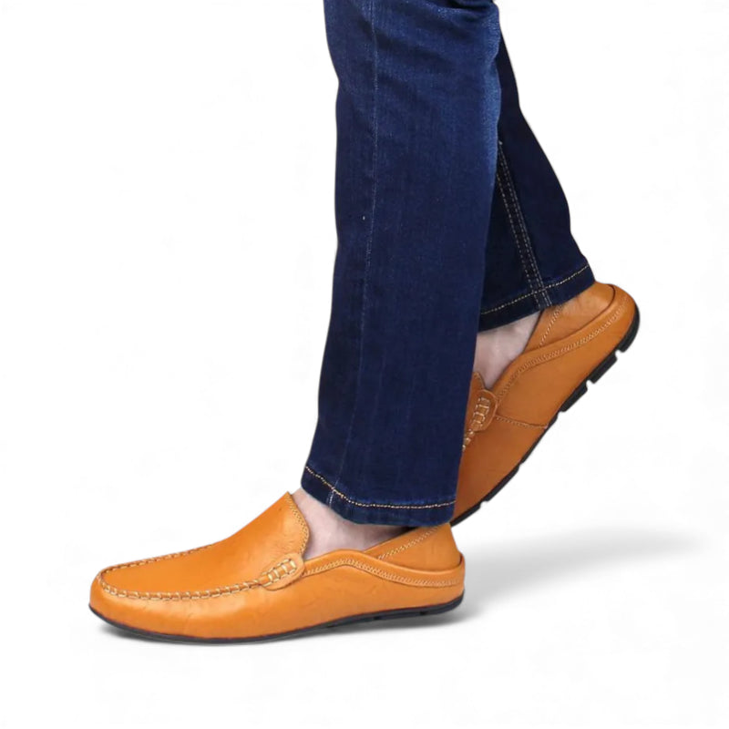 Mocassin Homme En Cuir Camel