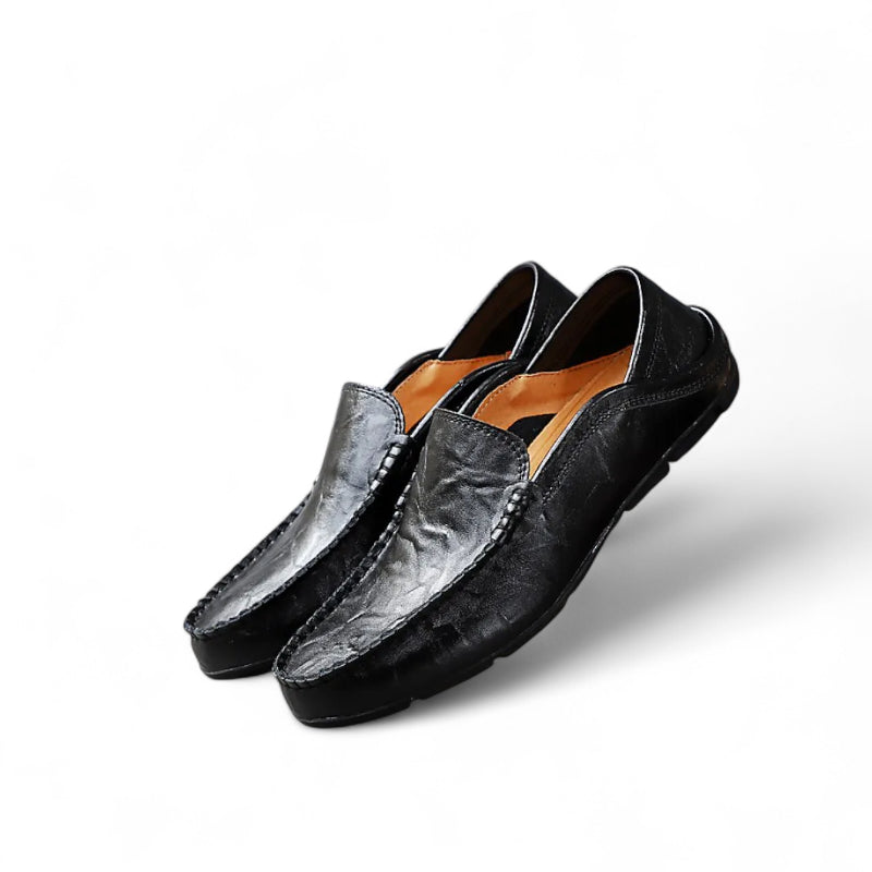 Mocassin Cuir Noir Homme Vintage