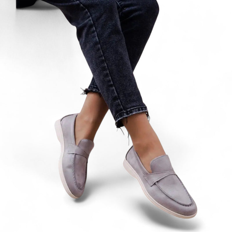 Mocassin Pour Femme En Daim Gris