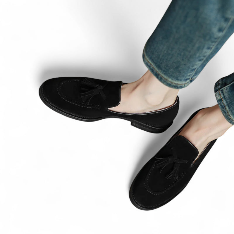 Mocassin à Gland Pour Femme Noir En Daim