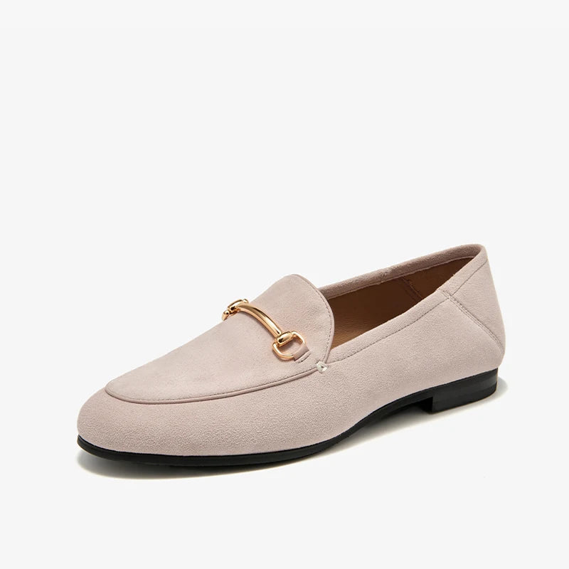 Mocassin En Daim Beige Avec Bijoux Pour Femme