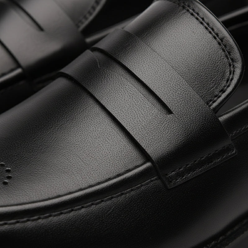 Mocassin Orthopédique En Cuir Véritable Noir Pour Costume Mariage Pour Homme