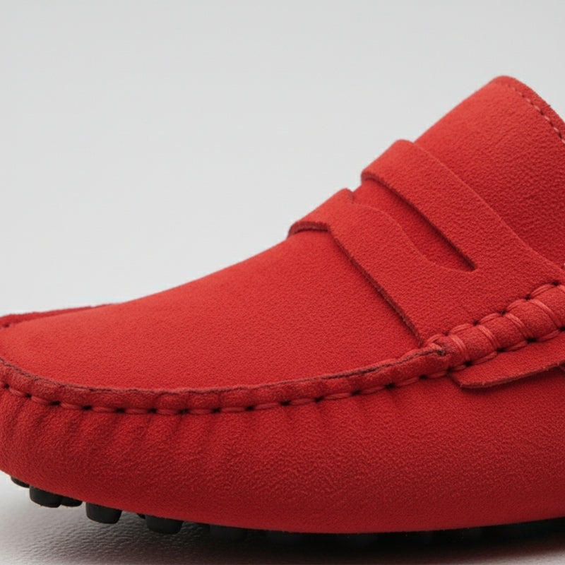 Mocassin Femme Rouge Daim