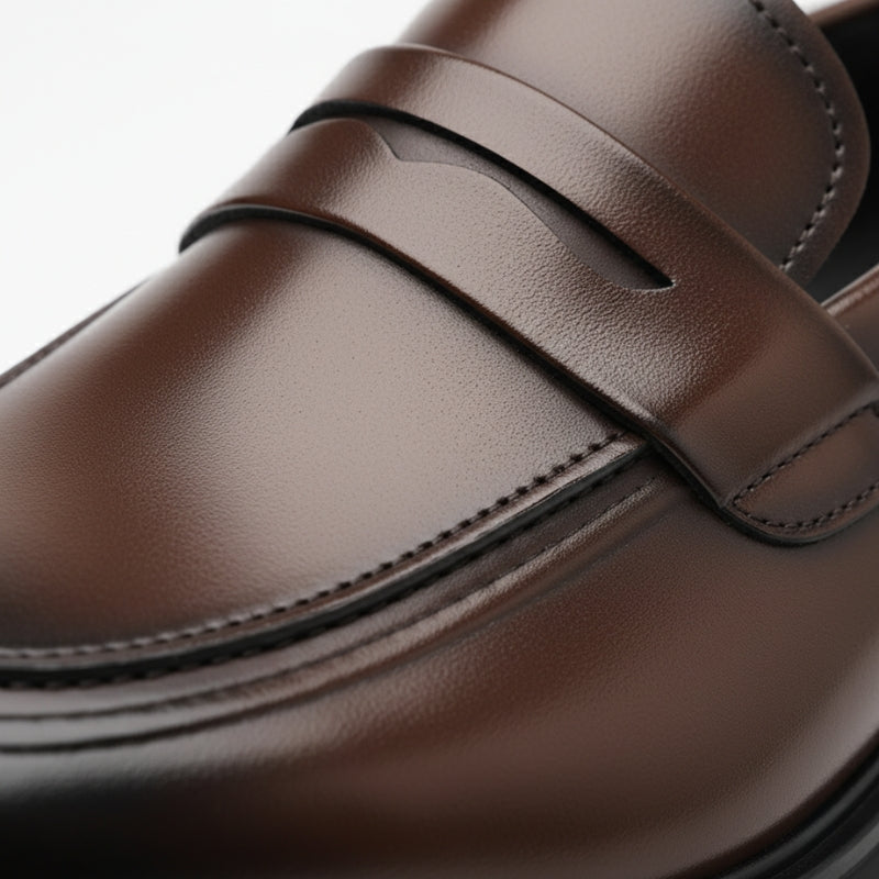 Chaussure Mocassin Costume Marron Vernis Premium Pour Homme