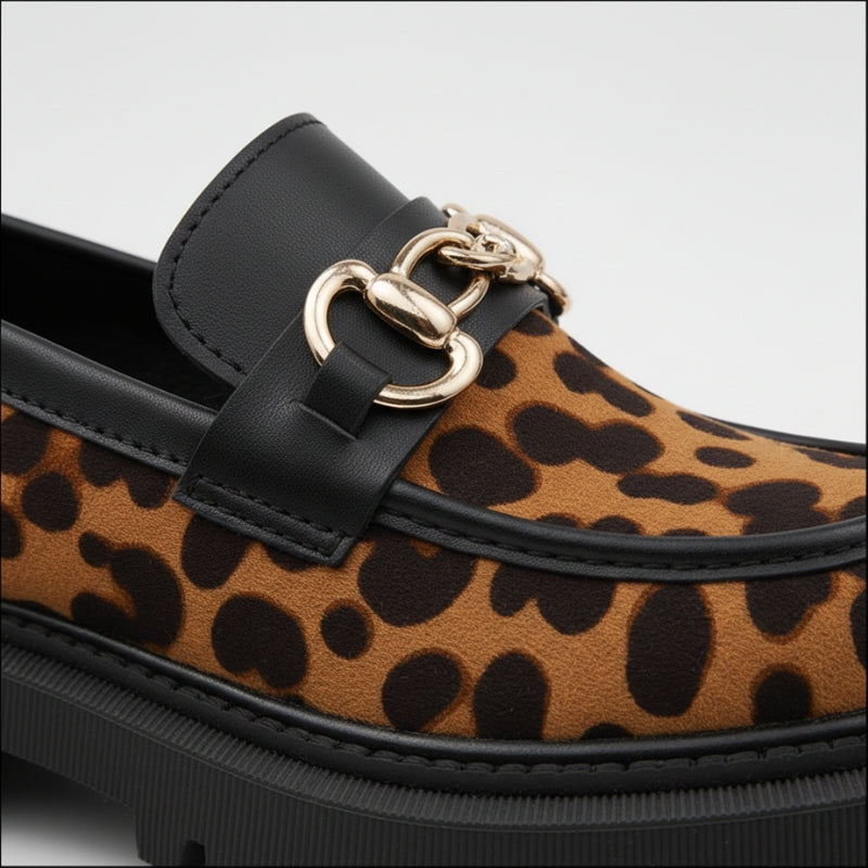 Mocassin Femme Léopard Compensé