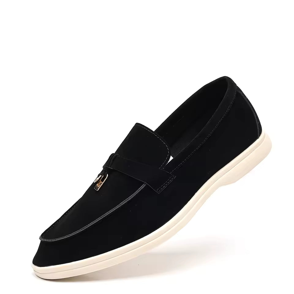 Mocassins à Glands Aspect Daim Noir