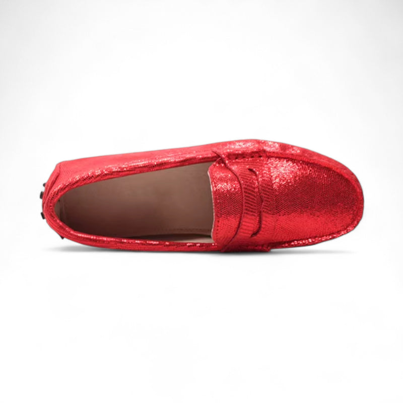 Mocassin Rouge Brillant Pour Femme