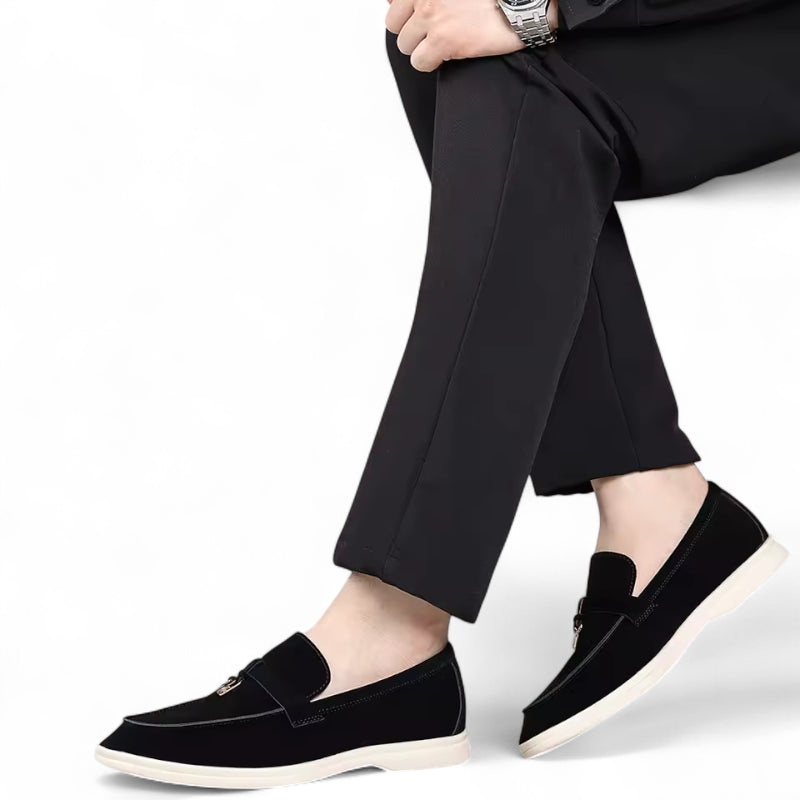 Mocassins à Glands Aspect Daim Noir