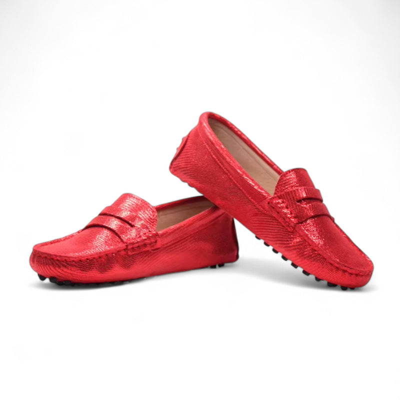 Mocassin Rouge Brillant Pour Femme