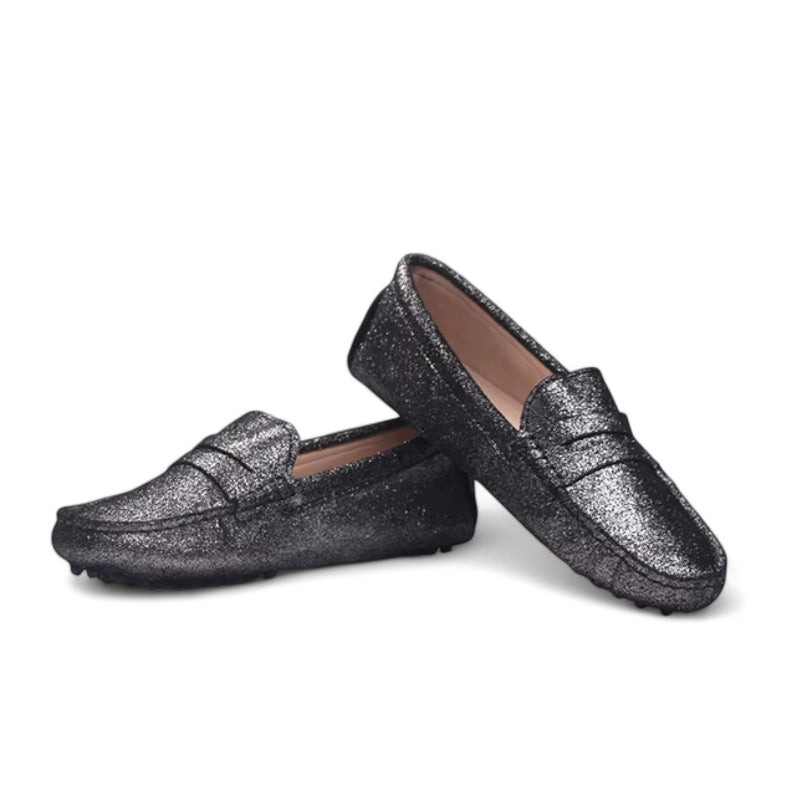 Mocassin Noir Brillant Femme