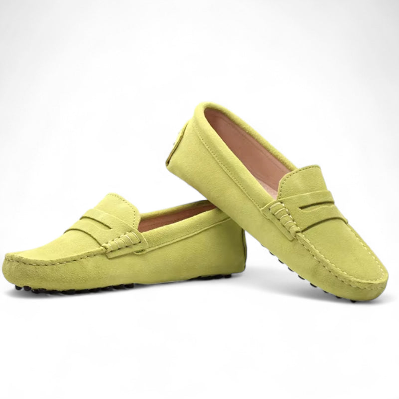 Mocassin En Daim Jaune Pour Femme