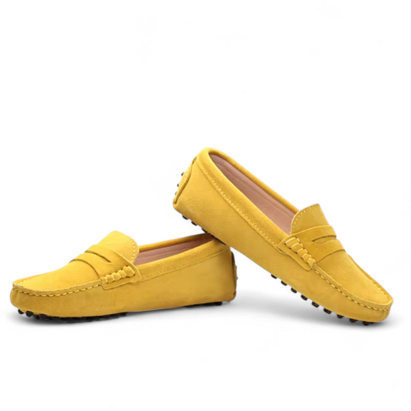 Mocassin En Daim Jaune Pour Bateau Pour Femme