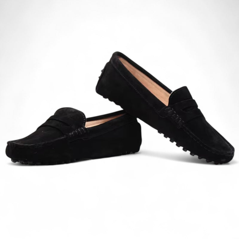 Mocassin Daim Noir Femme