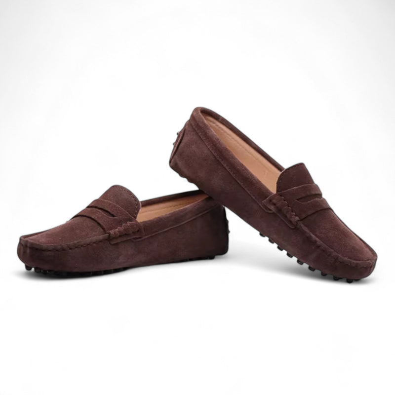 Mocassin En Daim Marron Pour Femme