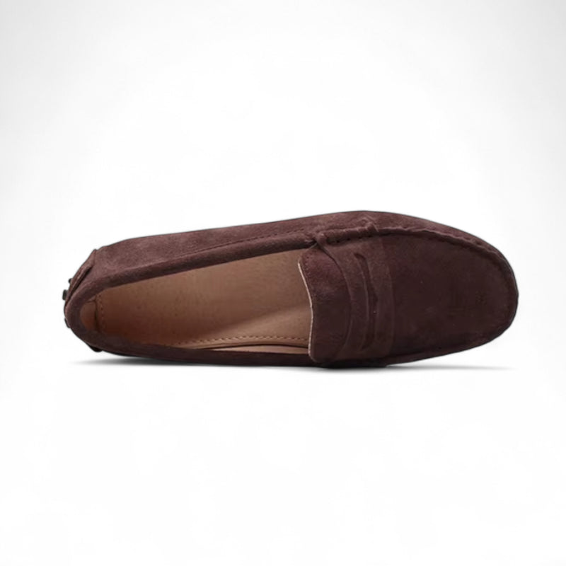 Mocassin En Daim Marron Pour Femme