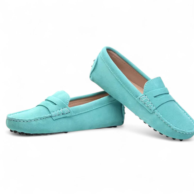 Mocassin Femme Daim Bleu