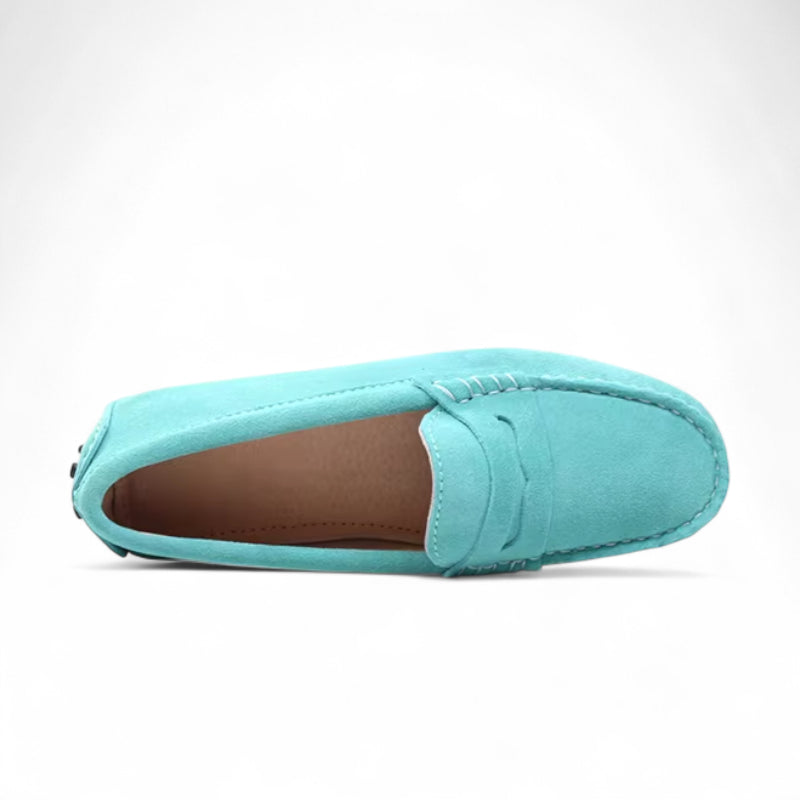 Mocassin Femme Daim Bleu