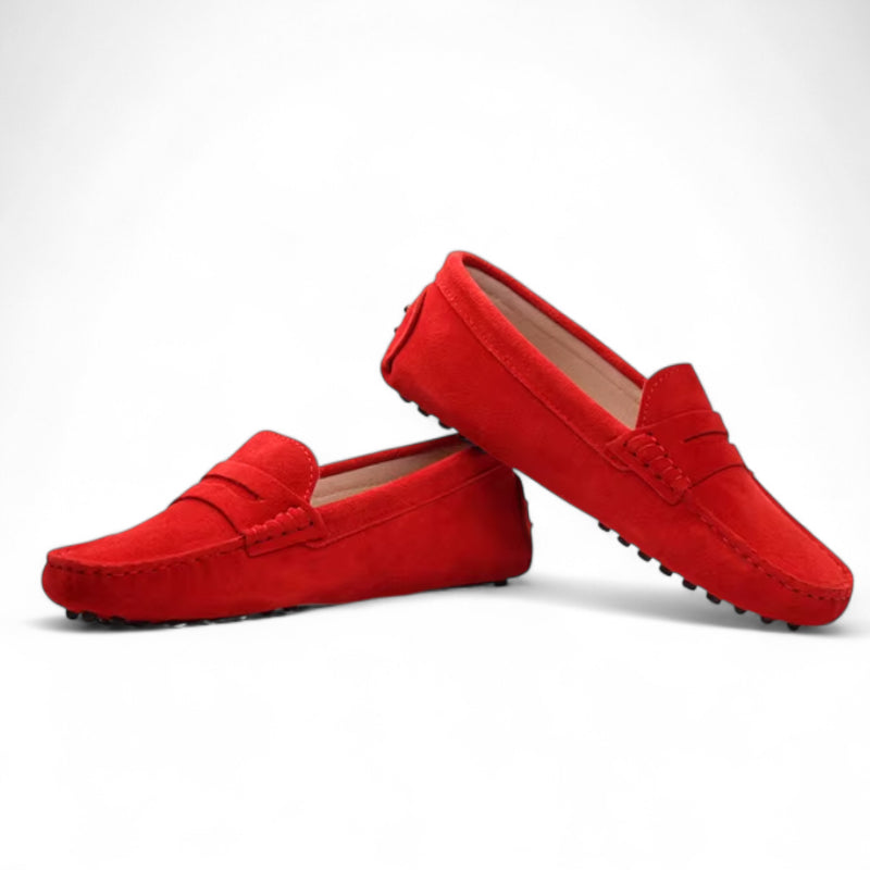 Mocassin Femme Rouge Daim