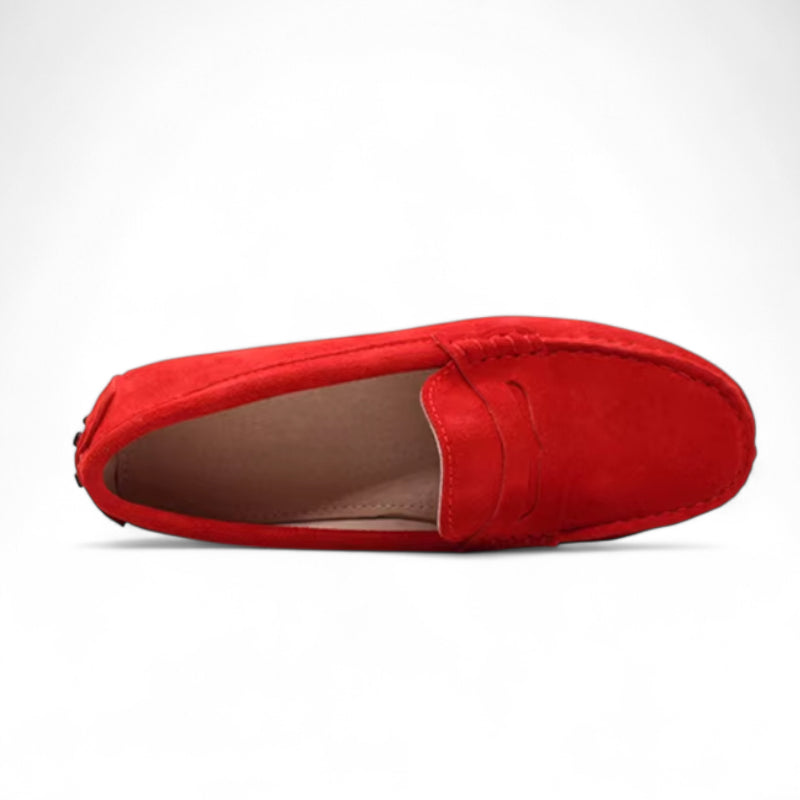 Mocassin Femme Rouge Daim