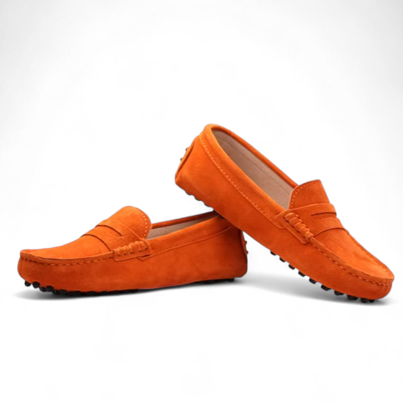 Mocassin Femme Daim Orange