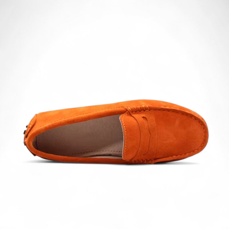 Mocassin Femme Daim Orange
