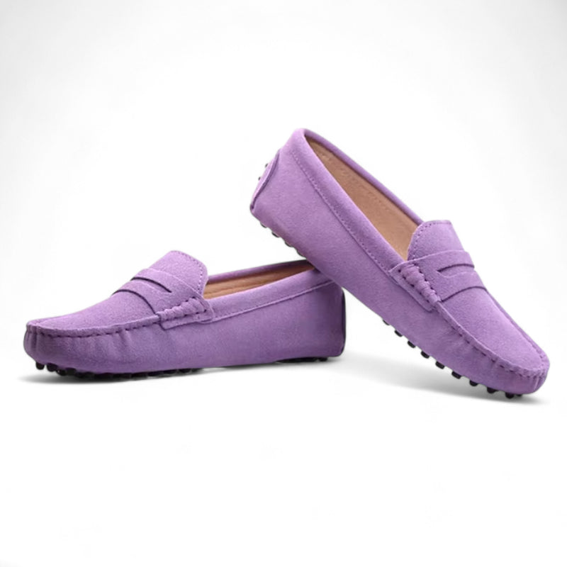 Mocassin En Daim Pourpre Pour Femme