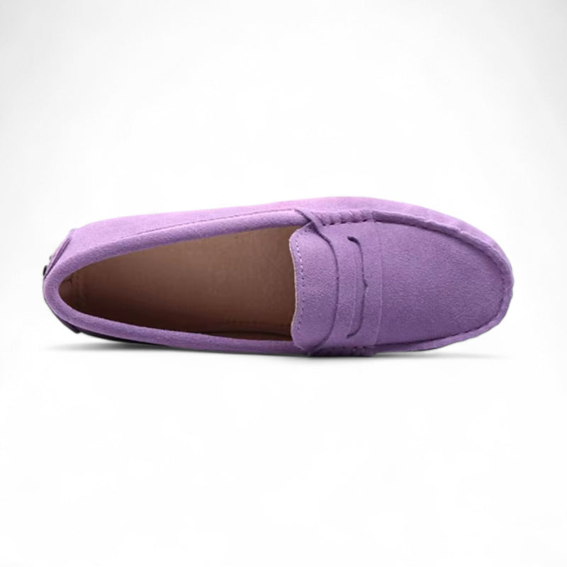 Mocassin En Daim Pourpre Pour Femme