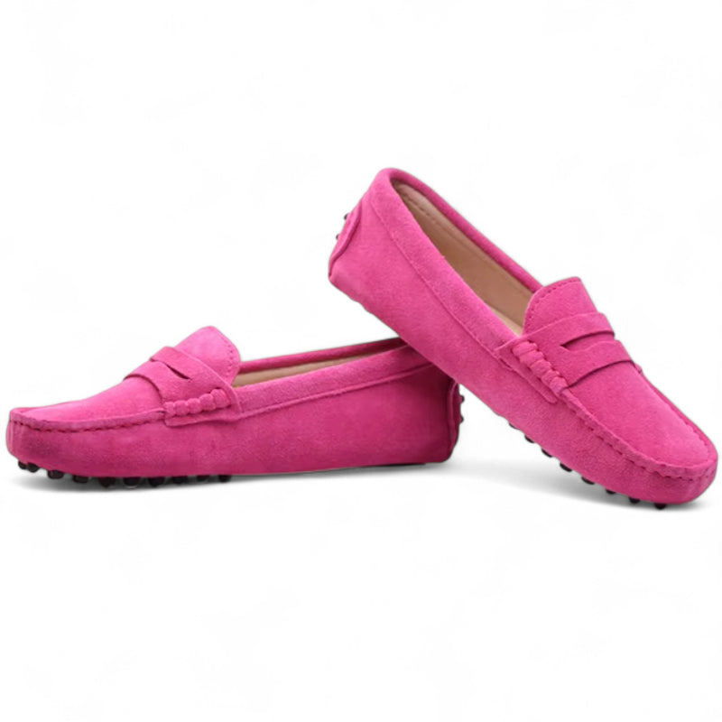 Mocassin En Daim Rose Pour Femme