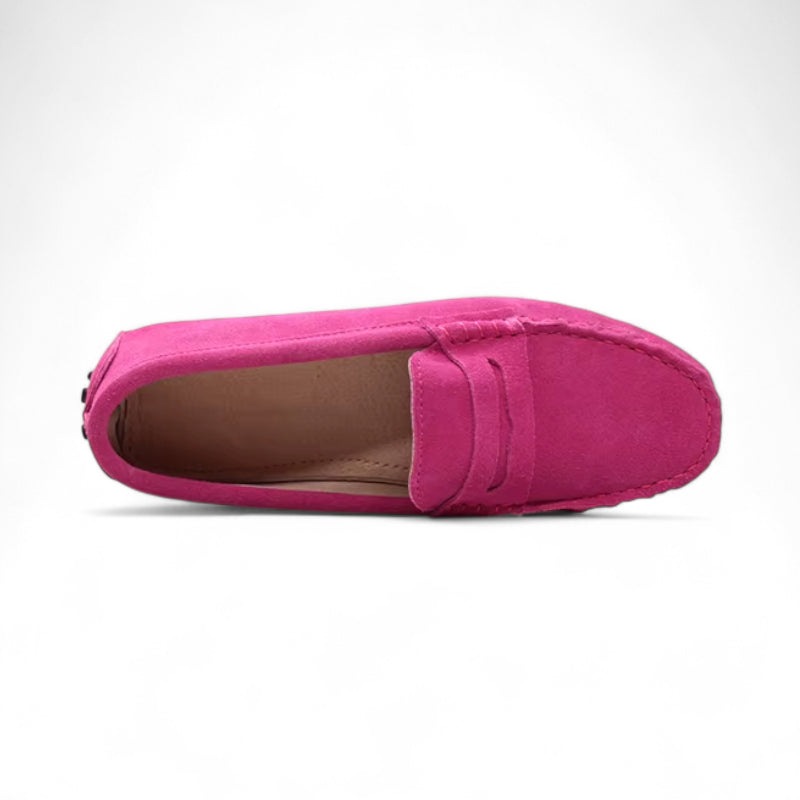 Mocassin En Daim Rose Pour Femme