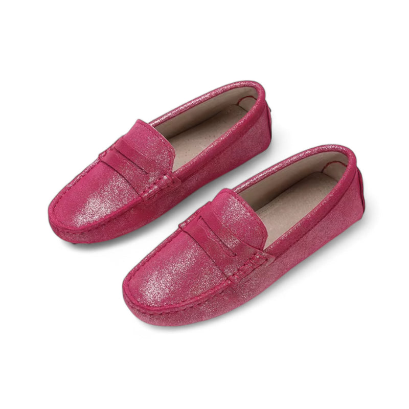 Mocassin Rose Pailleté Pour Femme
