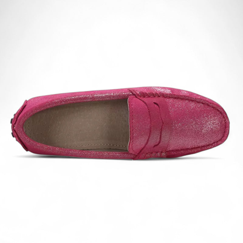 Mocassin Rose Pailleté Pour Femme