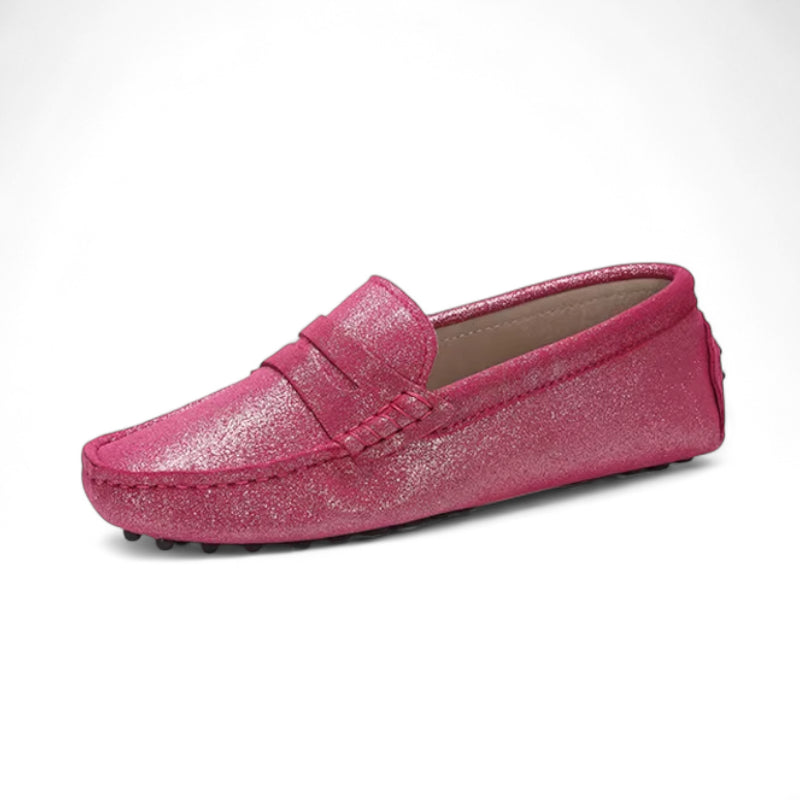 Mocassin Rose Pailleté Pour Femme