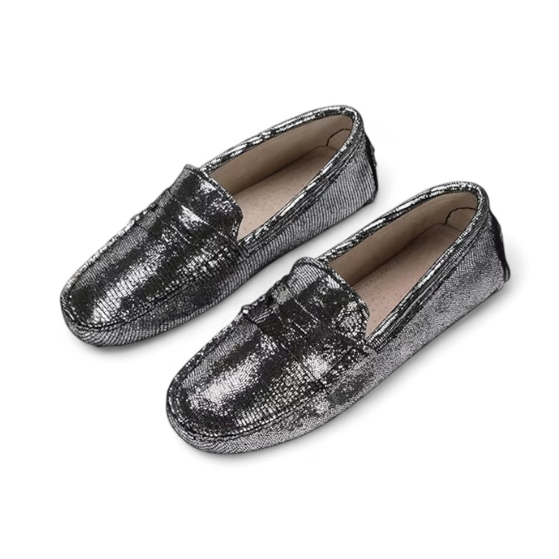 Mocassin Argenté Femme
