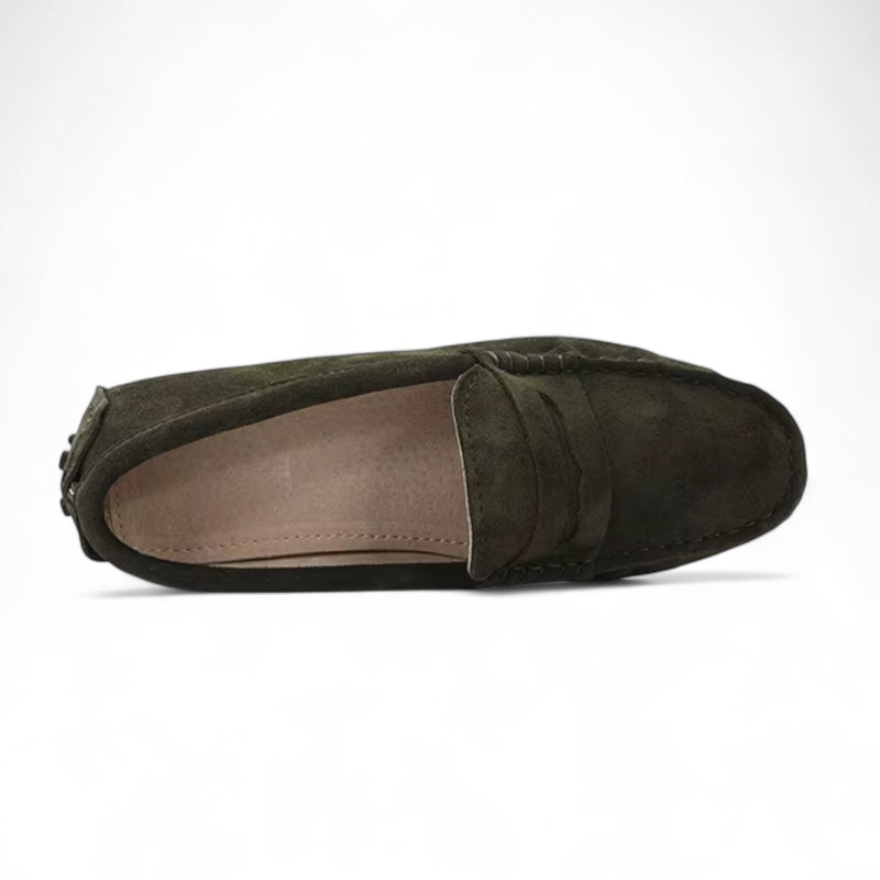 Mocassin Daim Kaki Femme