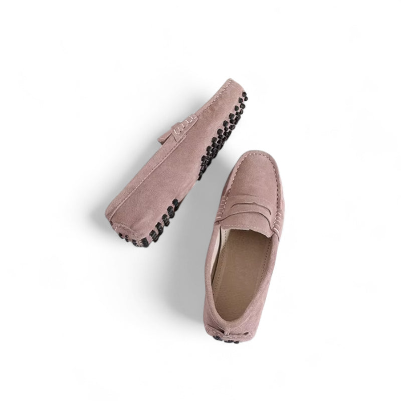 Mocassin En Daim Marron Clair Pour Femme