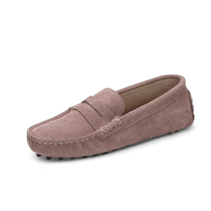 Mocassin En Daim Marron Clair Pour Femme