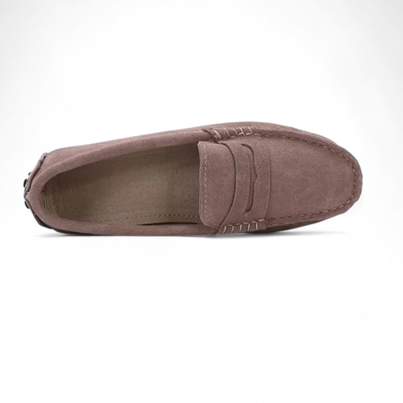 Mocassin En Daim Marron Clair Pour Femme