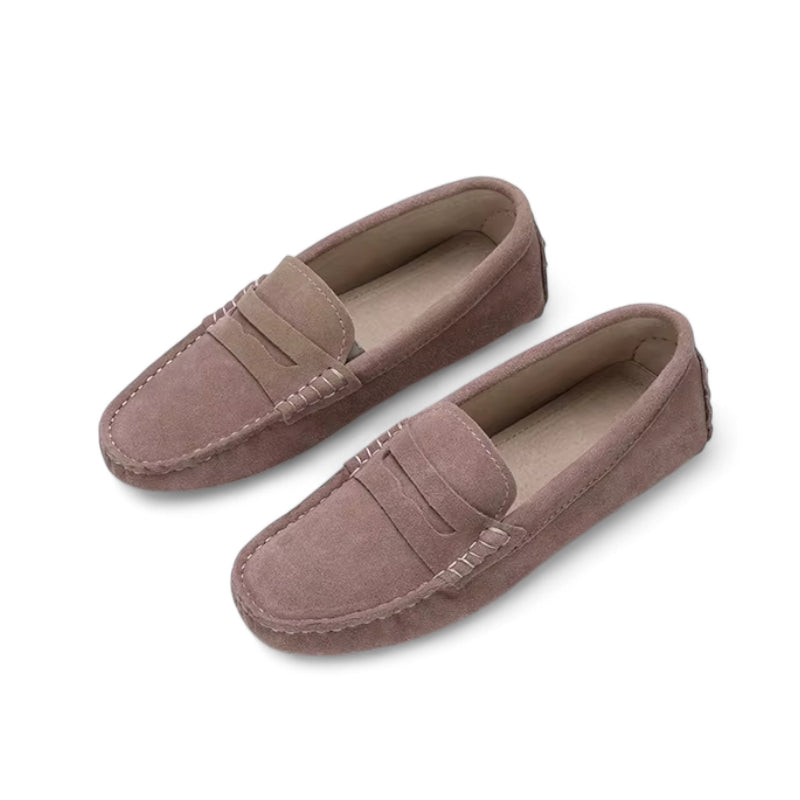 Mocassin En Daim Marron Clair Pour Femme