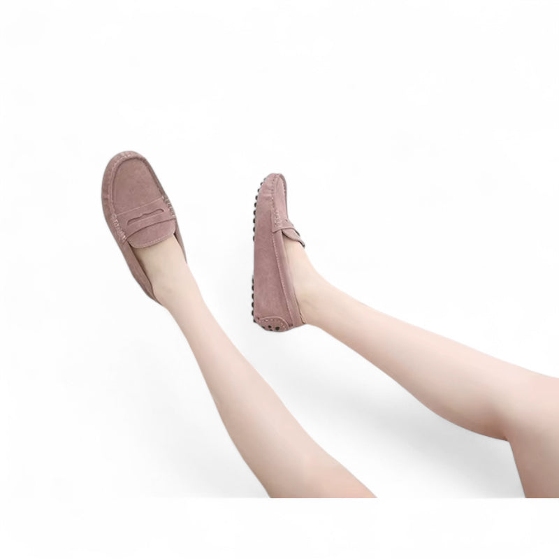 Mocassin En Daim Marron Clair Pour Femme