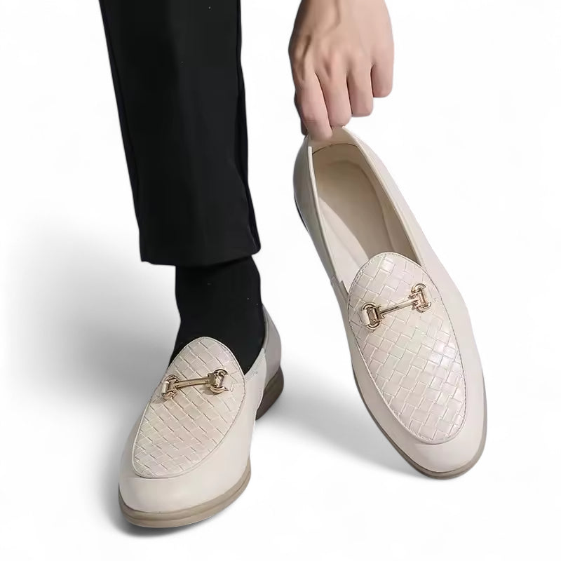 Homme Chaussures Mocassin Blanc Cuir