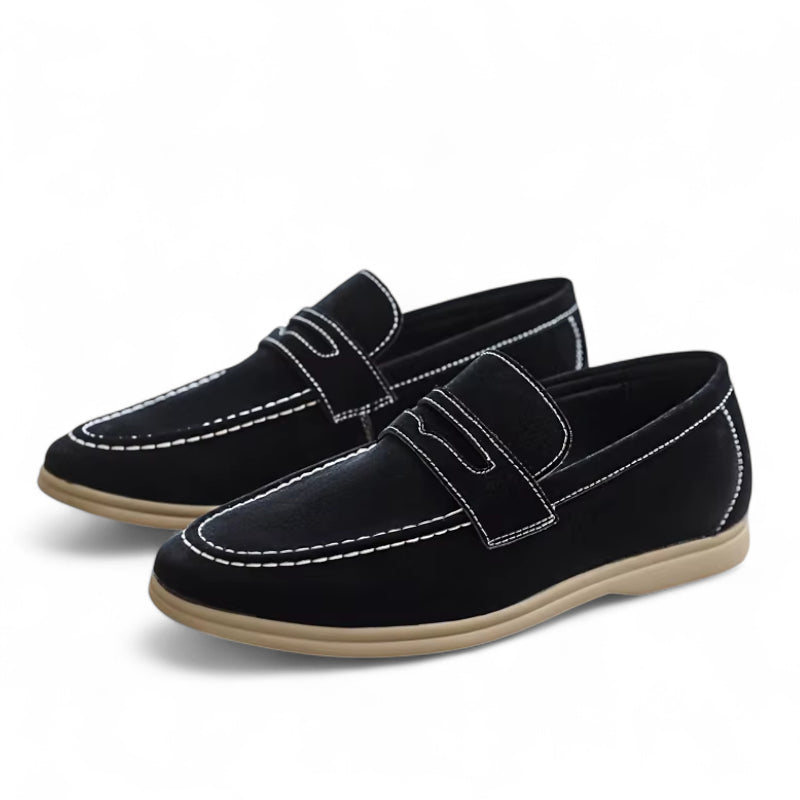 Mocassin En Daim Noir Pour Homme