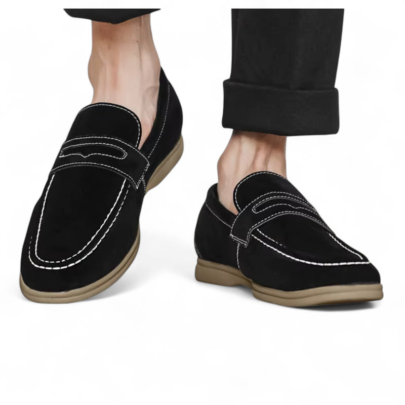 Mocassin En Daim Noir Pour Homme