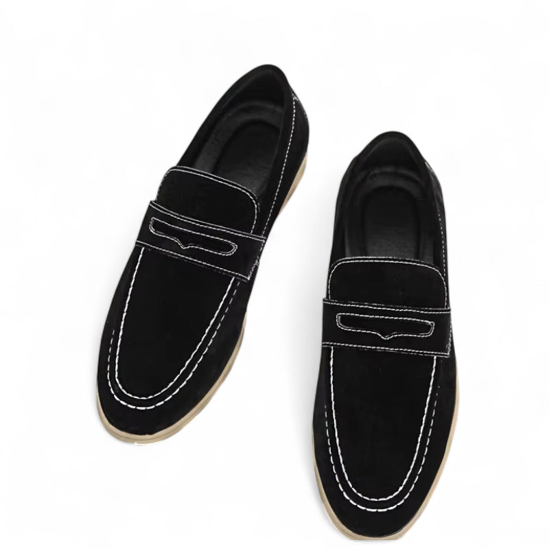 Mocassin En Daim Noir Pour Homme