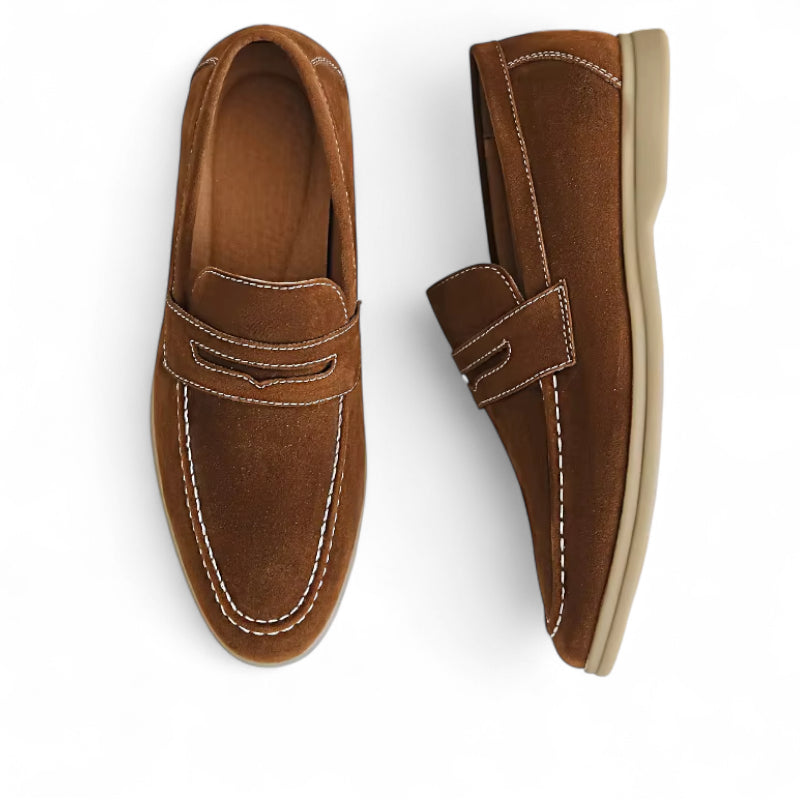 Mocassin Pour Homme En Daim Marron