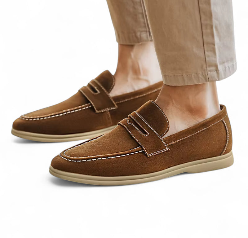 Mocassin Pour Homme En Daim Marron