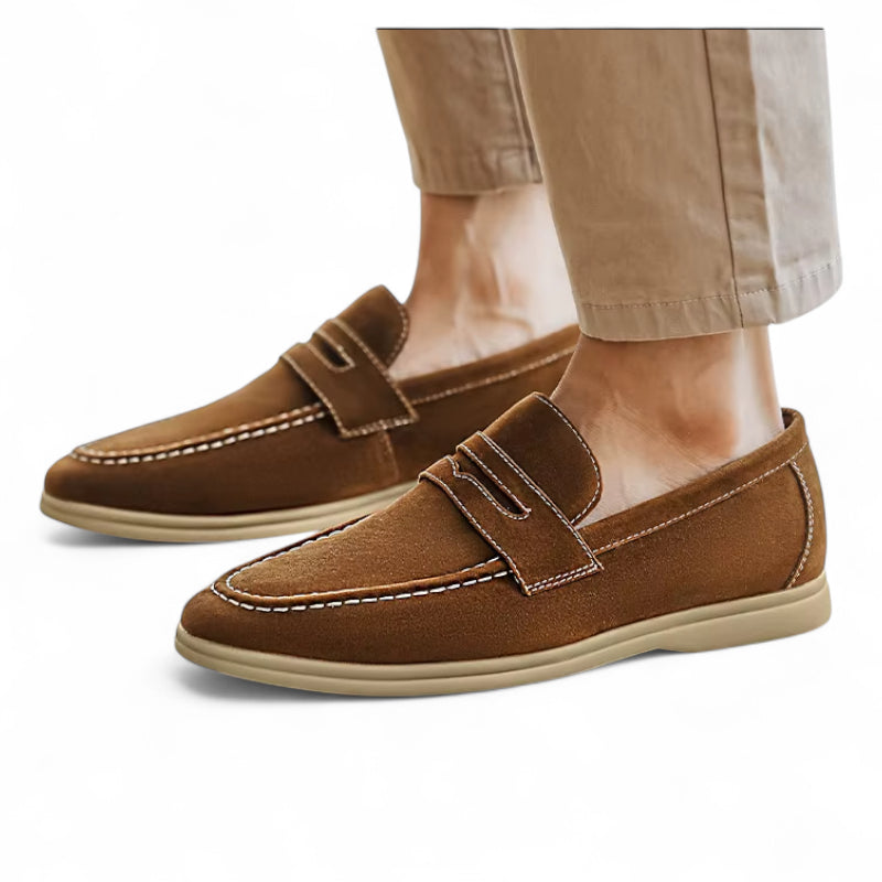 Mocassin Pour Homme En Daim Marron