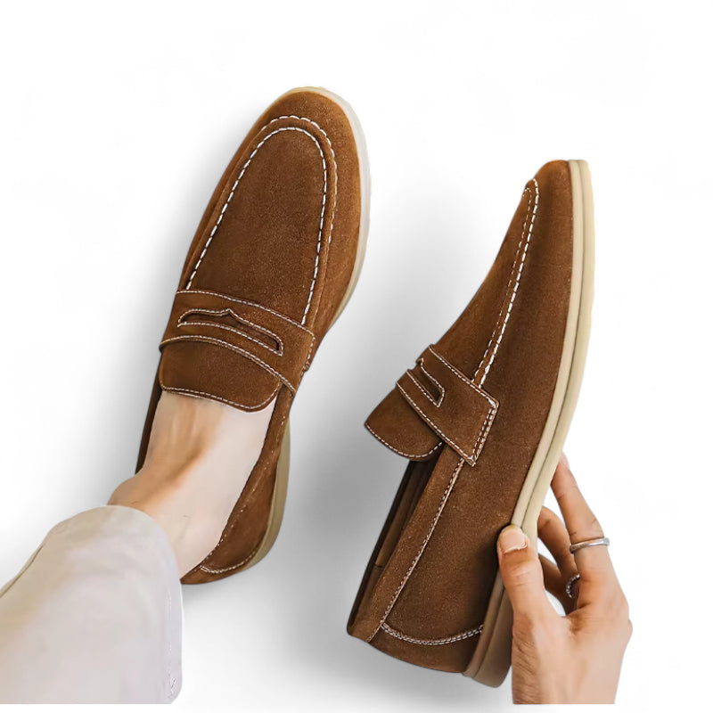 Mocassin Pour Homme En Daim Marron