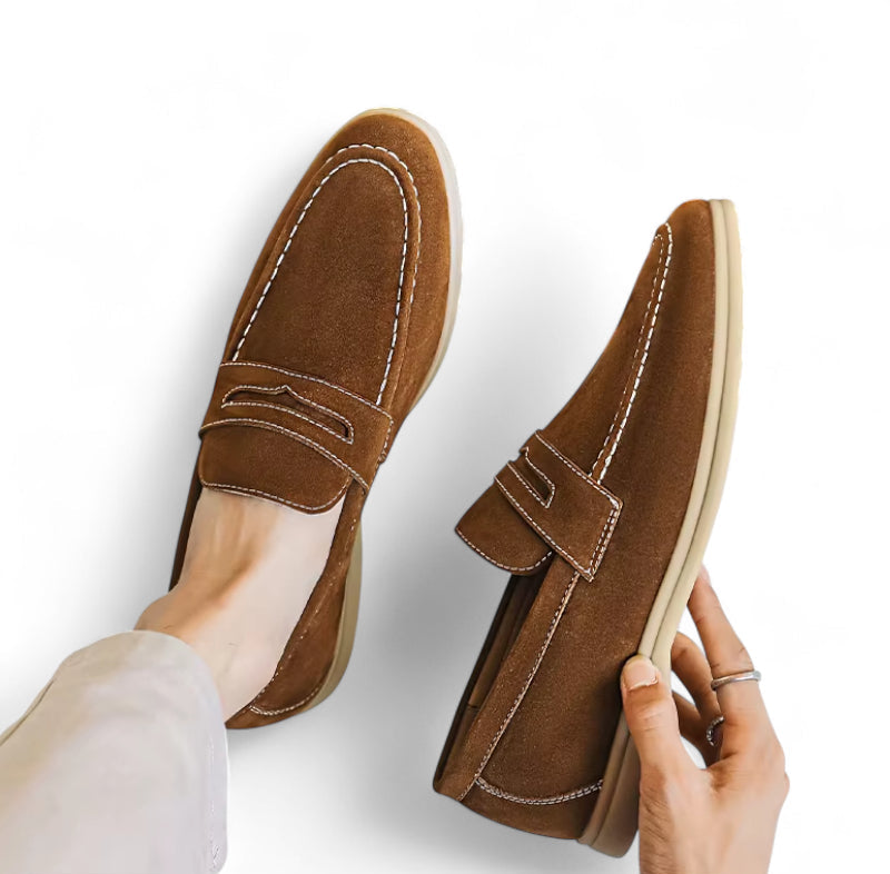 Mocassin Pour Homme En Daim Marron