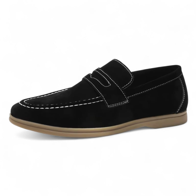 Mocassin En Daim Noir Pour Homme